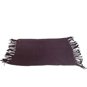 Kennebunk Weavers Throw Blanket Boucle Knit Fringe‎ 57x30 USA VTG Cabin Cottage